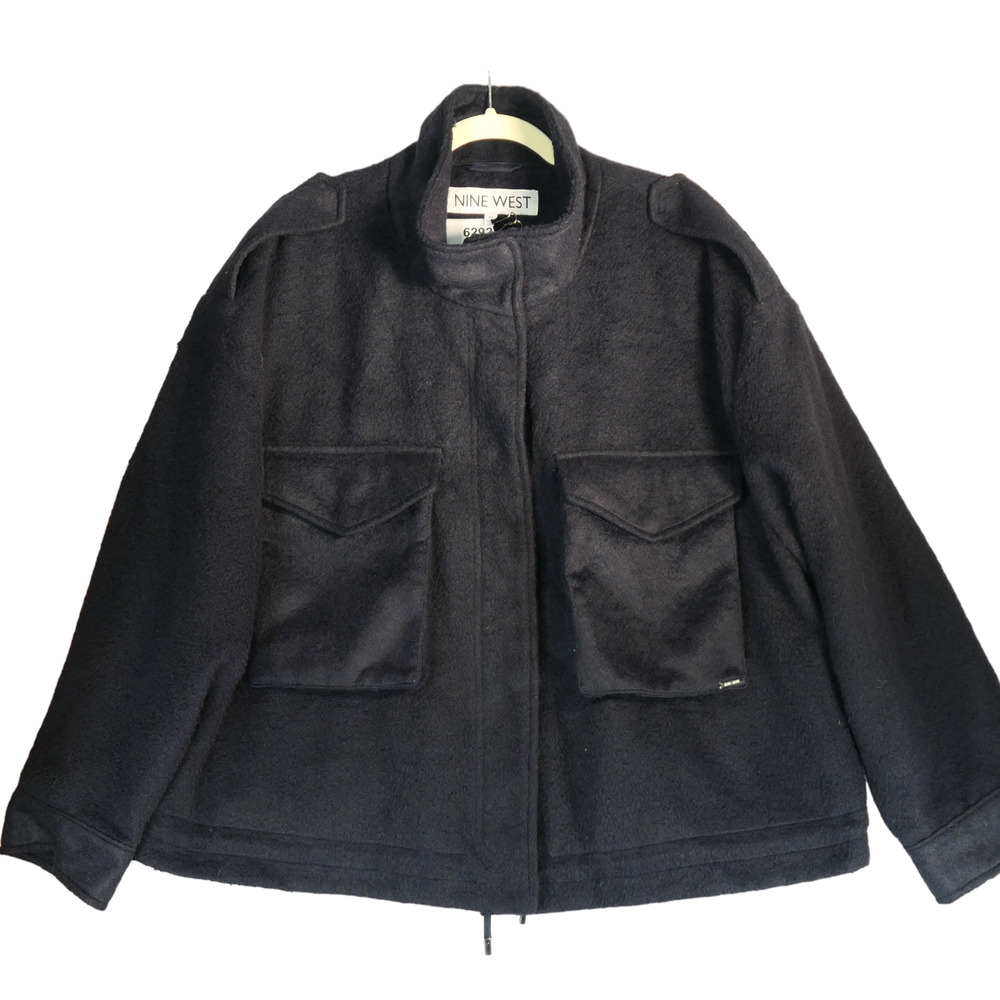 Nine West Jacket Womens Size XL Dark Blue Fleece Normcore Minimalist Casual Chic - Picture 2 of 11